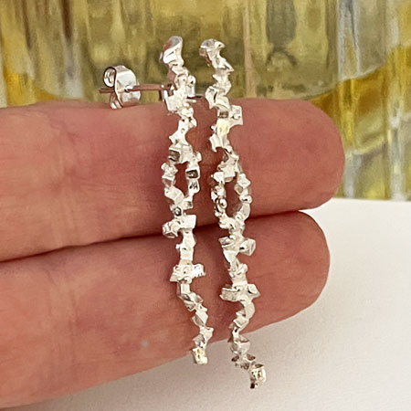 Unique silver drop earrings