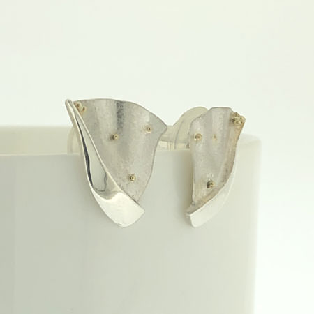 Ripple silver stud earrings